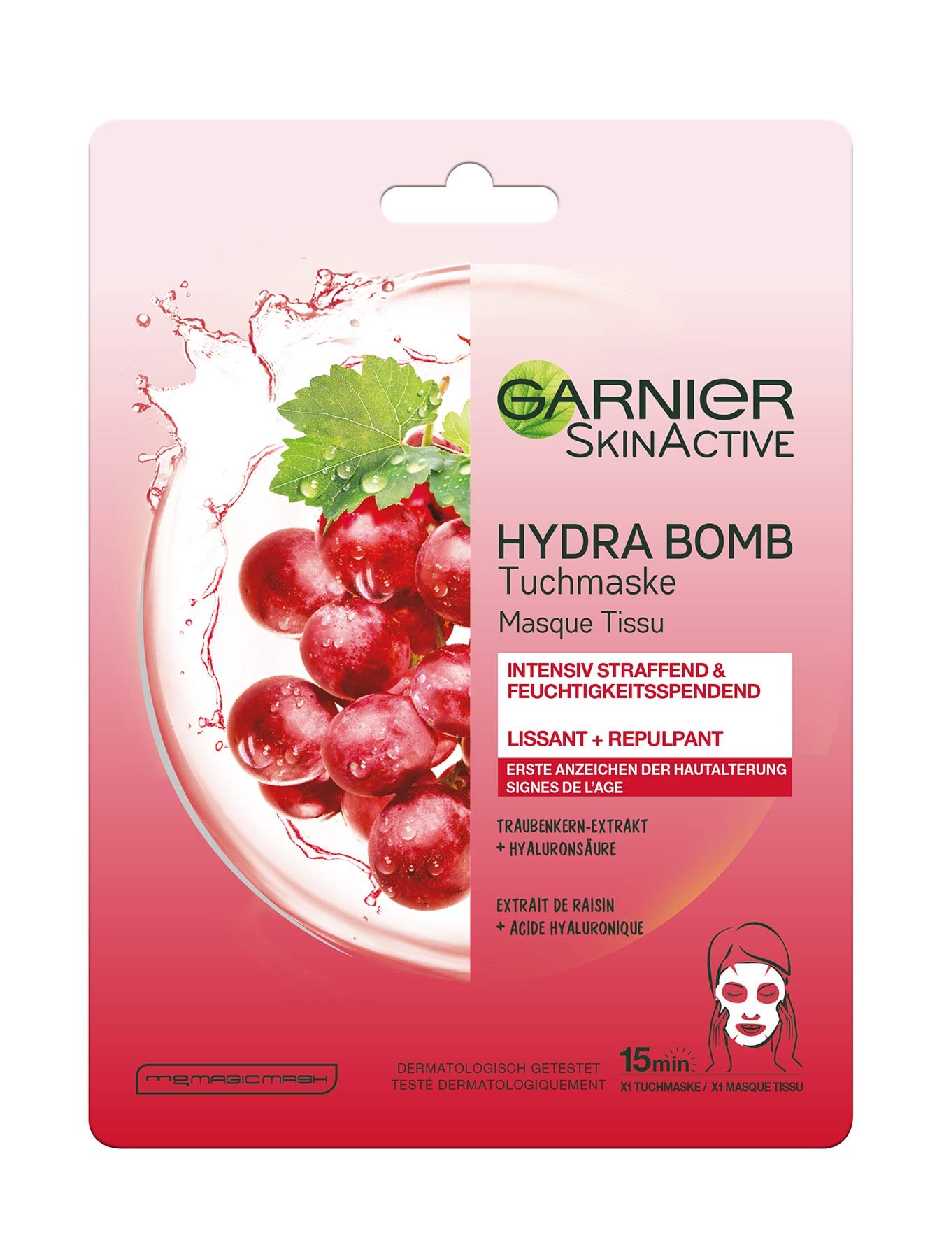Tuchmaske-Straffend-Feuchtigkeitsspendend-Hydra-Bomb-32g-Vorderseite-Garnier-Deutschland-gr